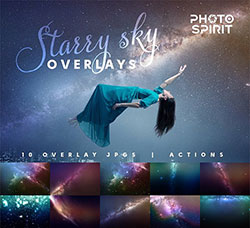 极品PS动作－星空叠加(含高清视频教程)：Night Sky Starry Overlays Actions